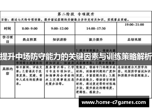 提升中场防守能力的关键因素与训练策略解析
