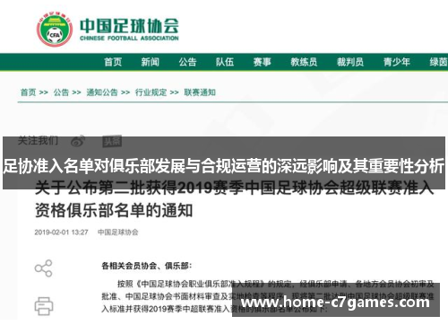 足协准入名单对俱乐部发展与合规运营的深远影响及其重要性分析 足协准入名单对俱乐部发展与合规运营的深远影响及其重要性分析