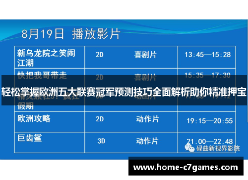 轻松掌握欧洲五大联赛冠军预测技巧全面解析助你精准押宝